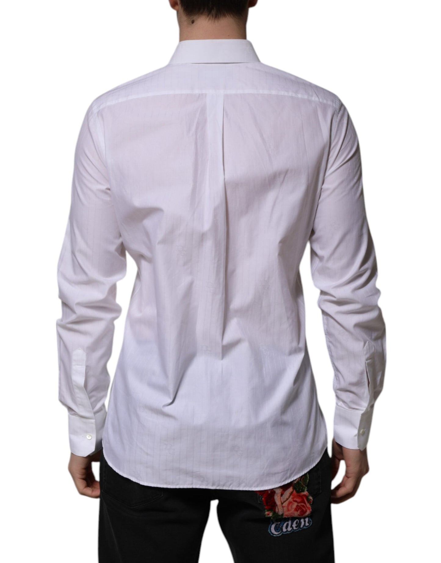 Dolce & Gabbana White Cotton MARTINI Long Sleeve Formal Shirt