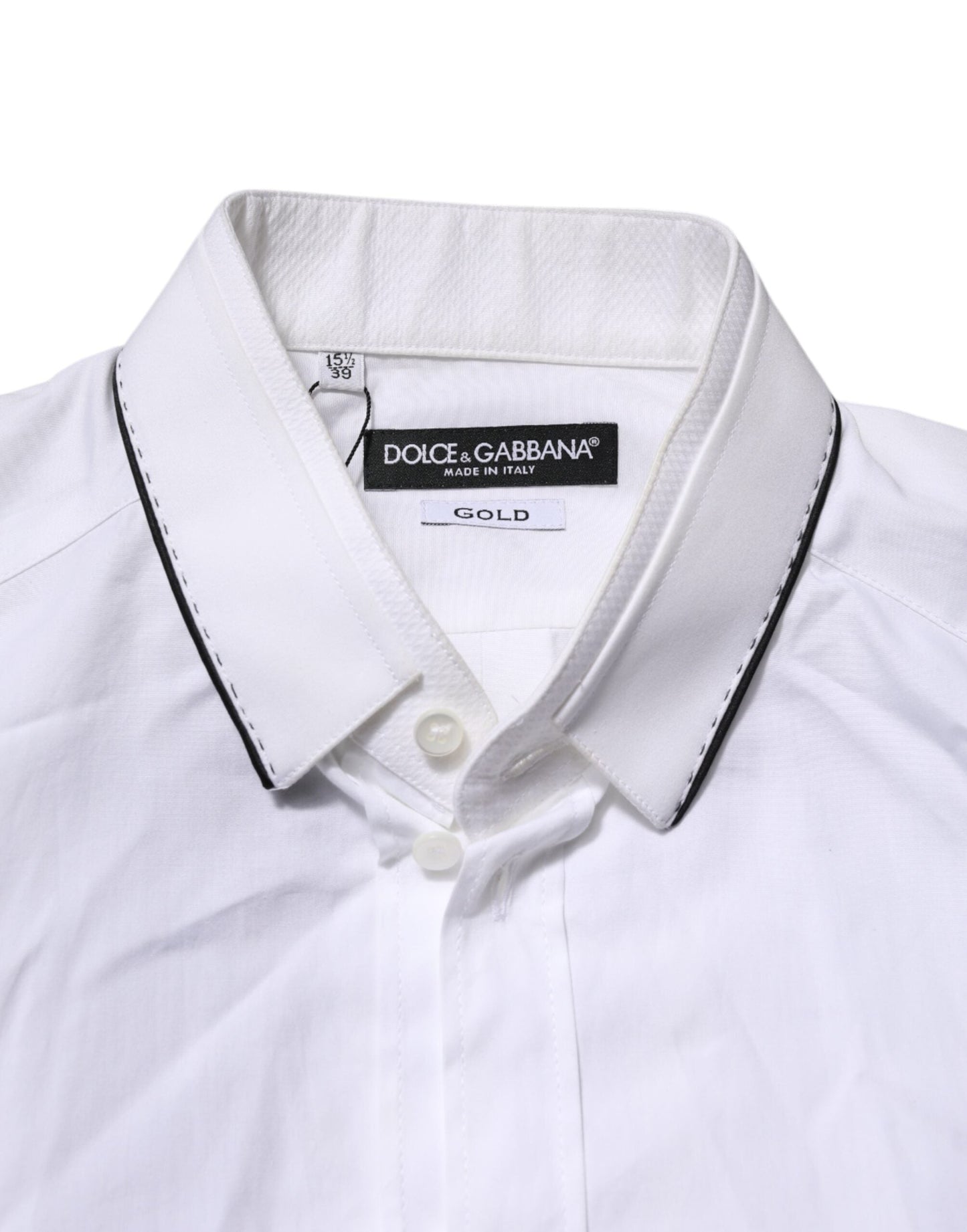 Dolce & Gabbana White Cotton GOLD Long Sleeves Formal Shirt