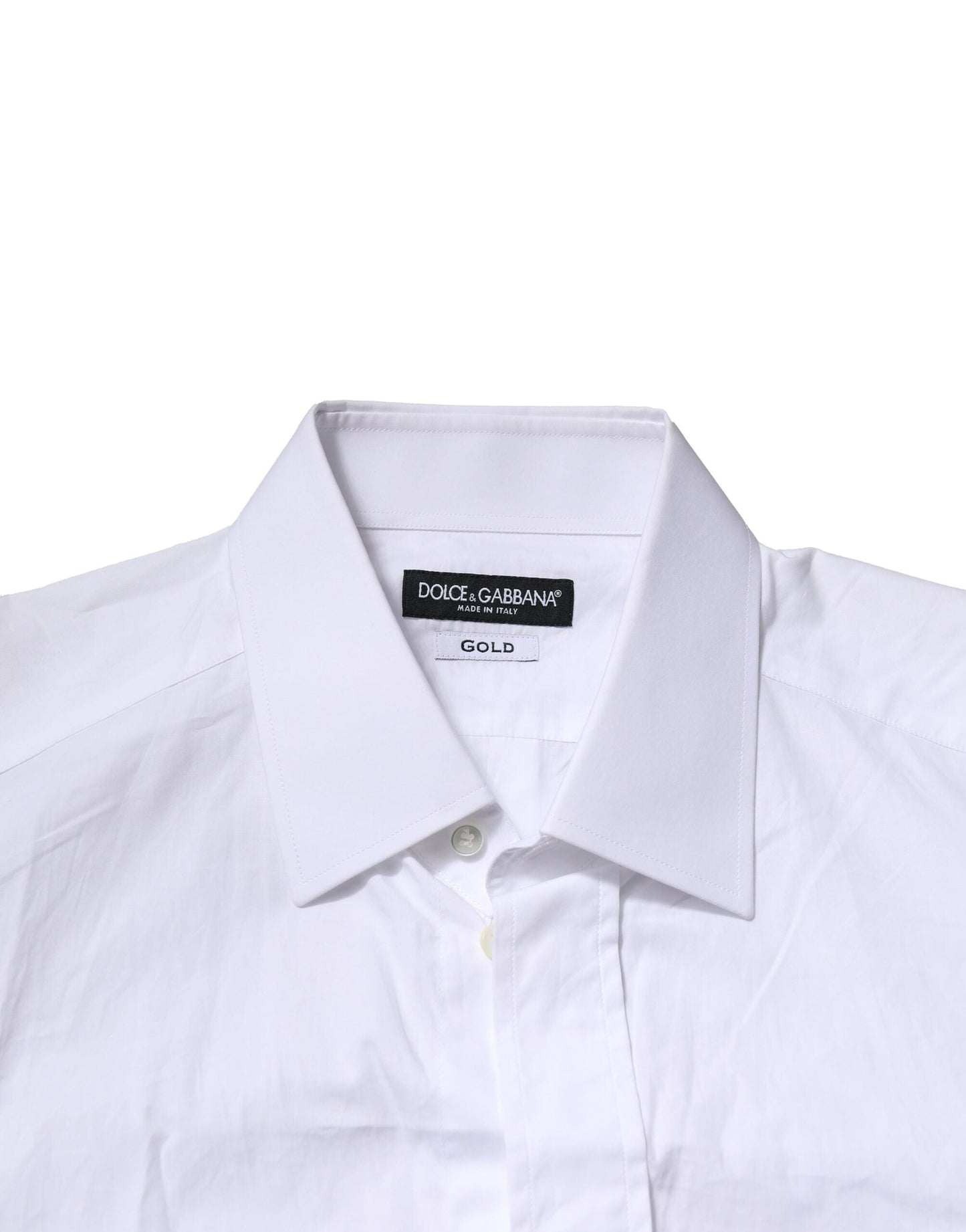Dolce & Gabbana White Cotton GOLD Long Sleeves Formal Shirt
