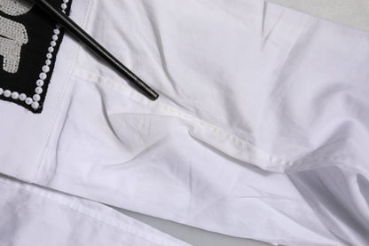 Dolce & Gabbana White Cotton GOLD Long Sleeves Formal Shirt