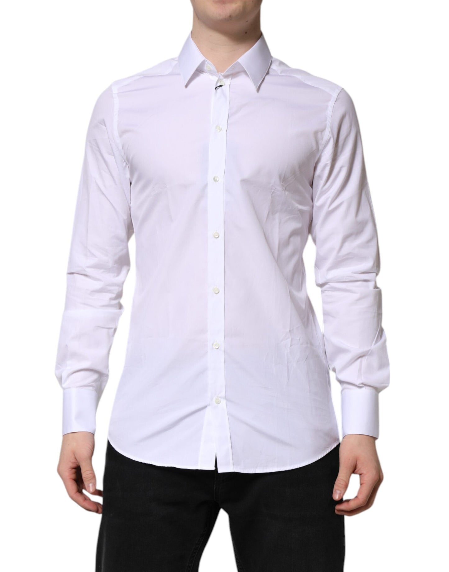 Dolce & Gabbana White GOLD Long Sleeves Dress Formal Shirt