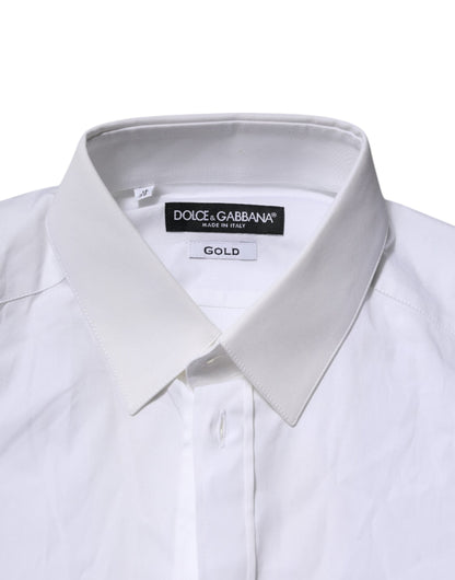 Dolce & Gabbana White GOLD Long Sleeves Dress Formal Shirt