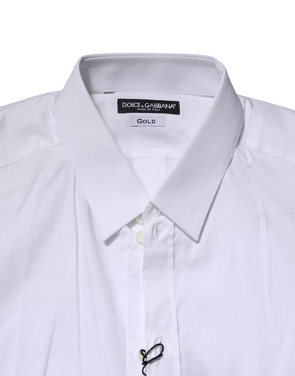 Dolce & Gabbana White GOLD Long Sleeve Dress Formal Shirt