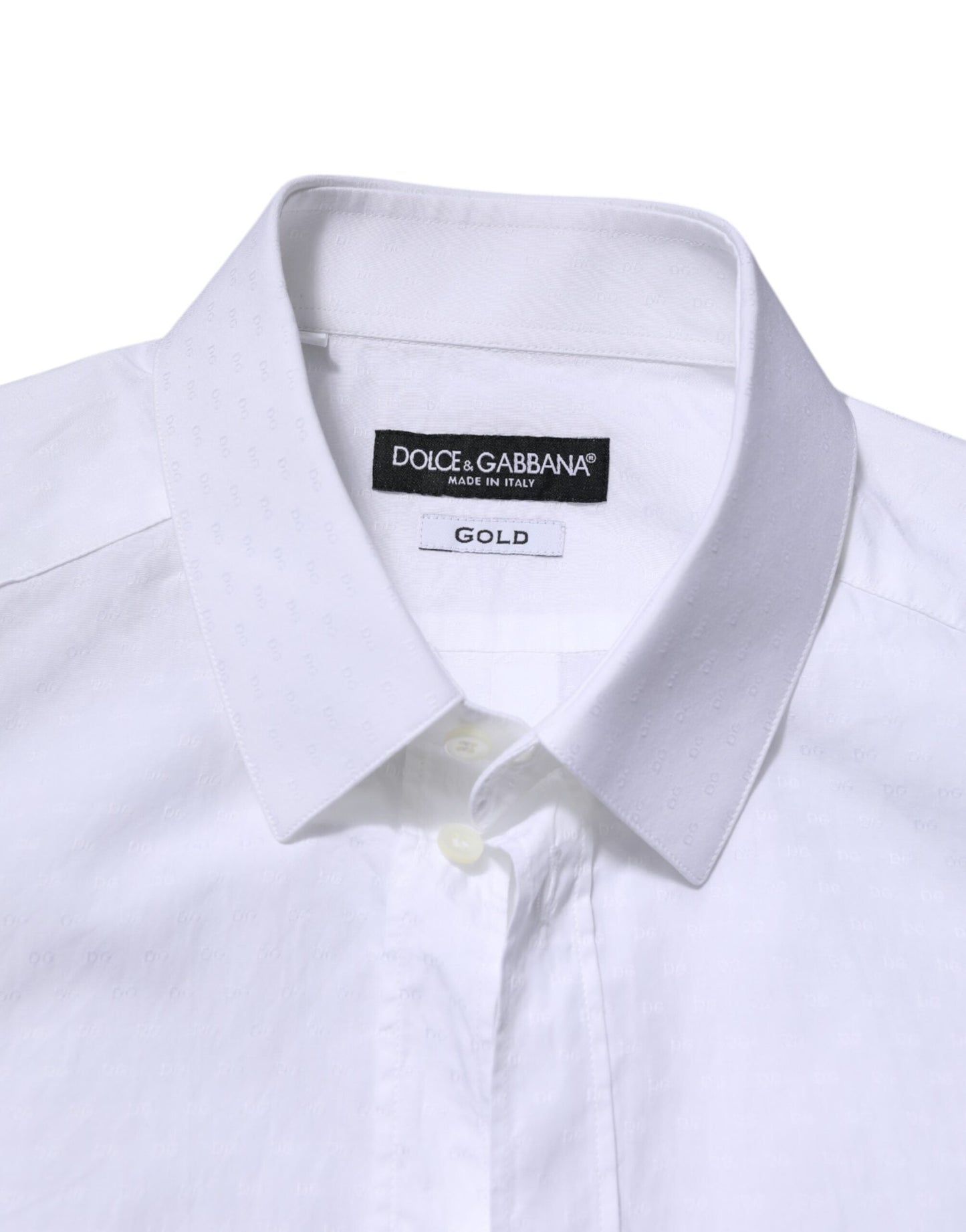 Dolce & Gabbana White GOLD Long Sleeve Dress Men Formal Shirt