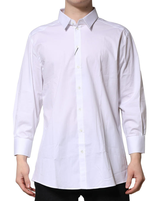 Dolce & Gabbana White GOLD Long Sleeve Dress Men Formal Shirt
