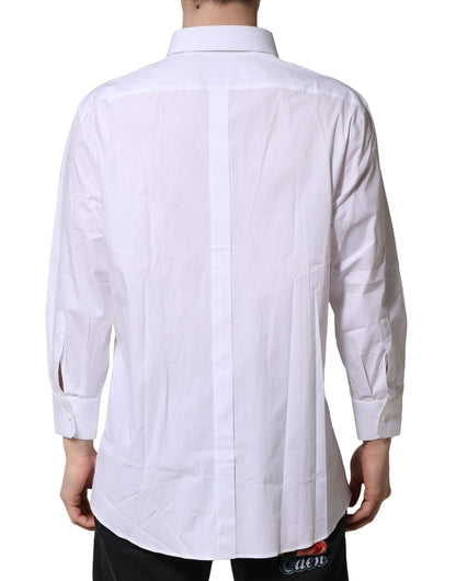 Dolce & Gabbana White GOLD Long Sleeve Dress Men Formal Shirt