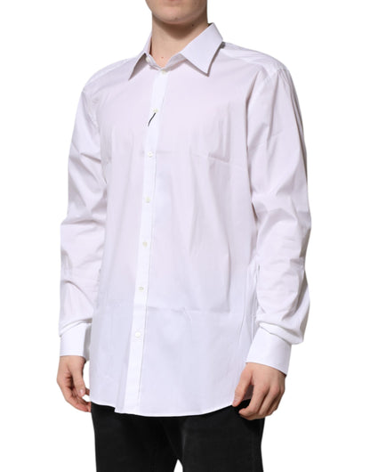Dolce & Gabbana White GOLD Long Sleeve Dress Men Formal Shirt