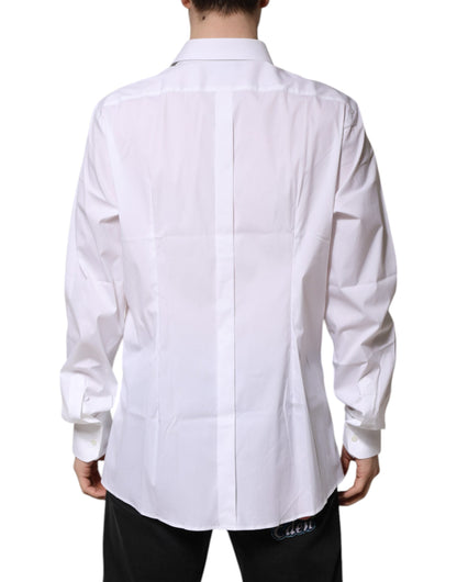 Dolce & Gabbana White GOLD Long Sleeve Dress Men Formal Shirt
