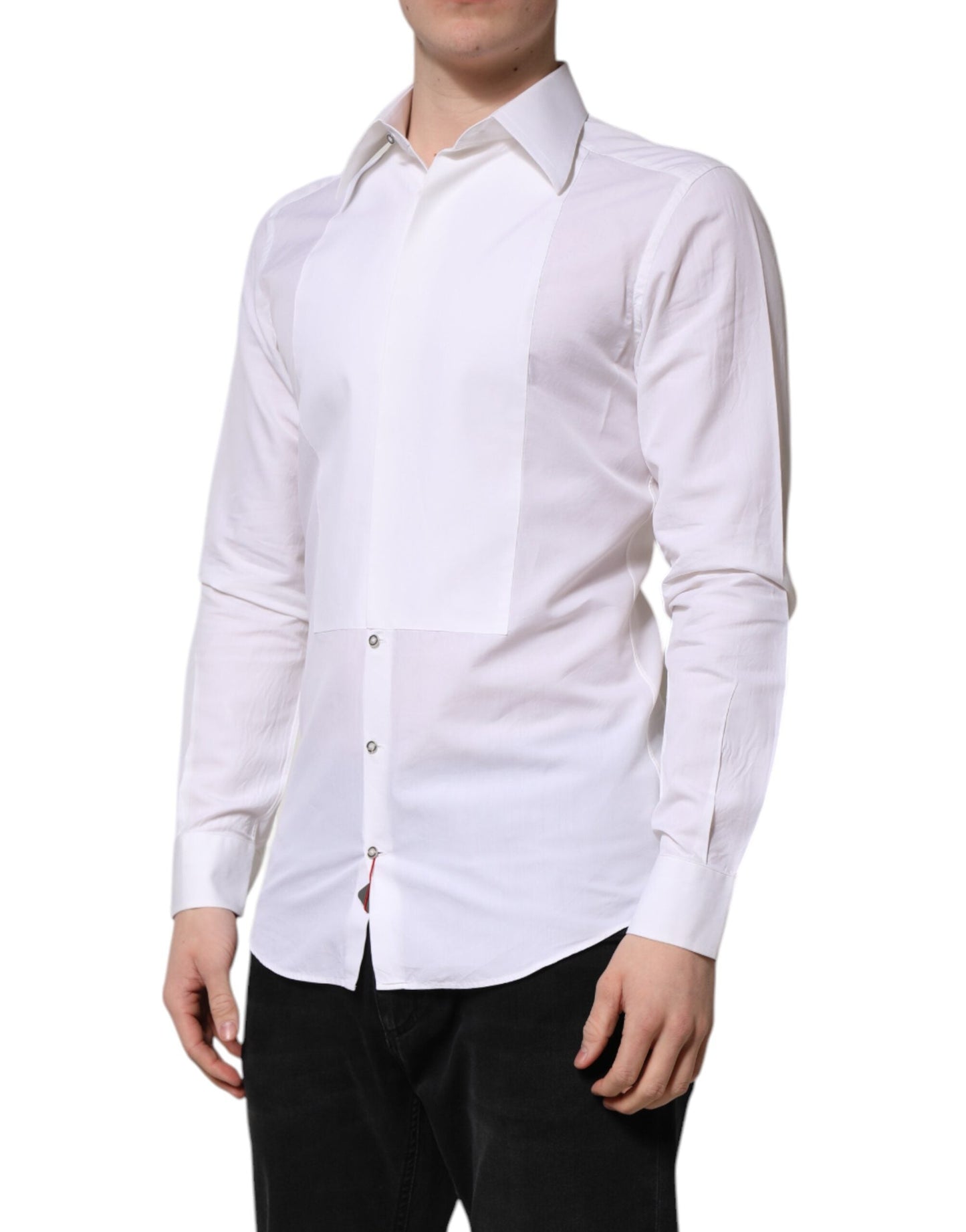 Dolce & Gabbana White GOLD Cotton Poplin Dress Formal Shirt