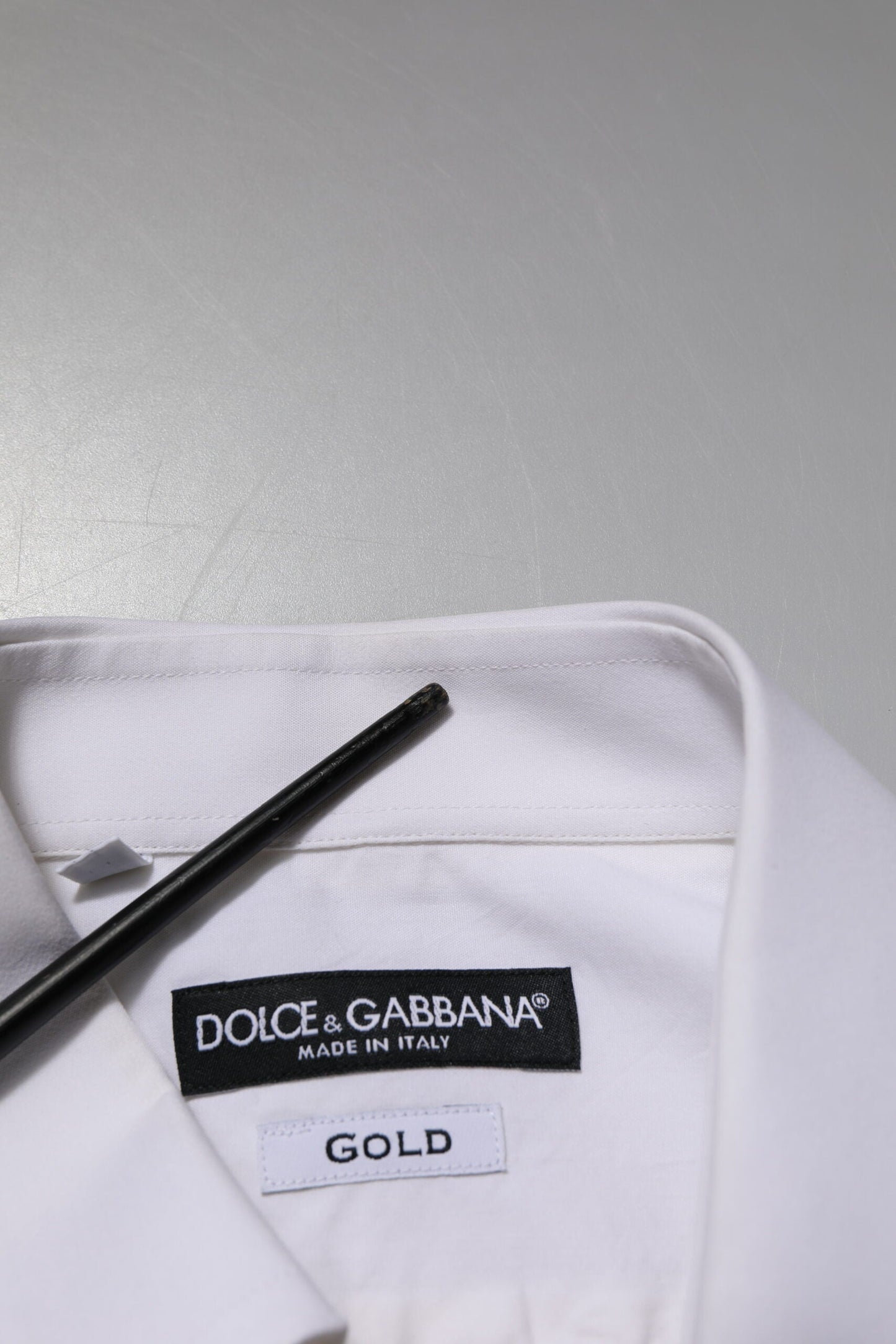 Dolce & Gabbana White GOLD Cotton Poplin Dress Formal Shirt