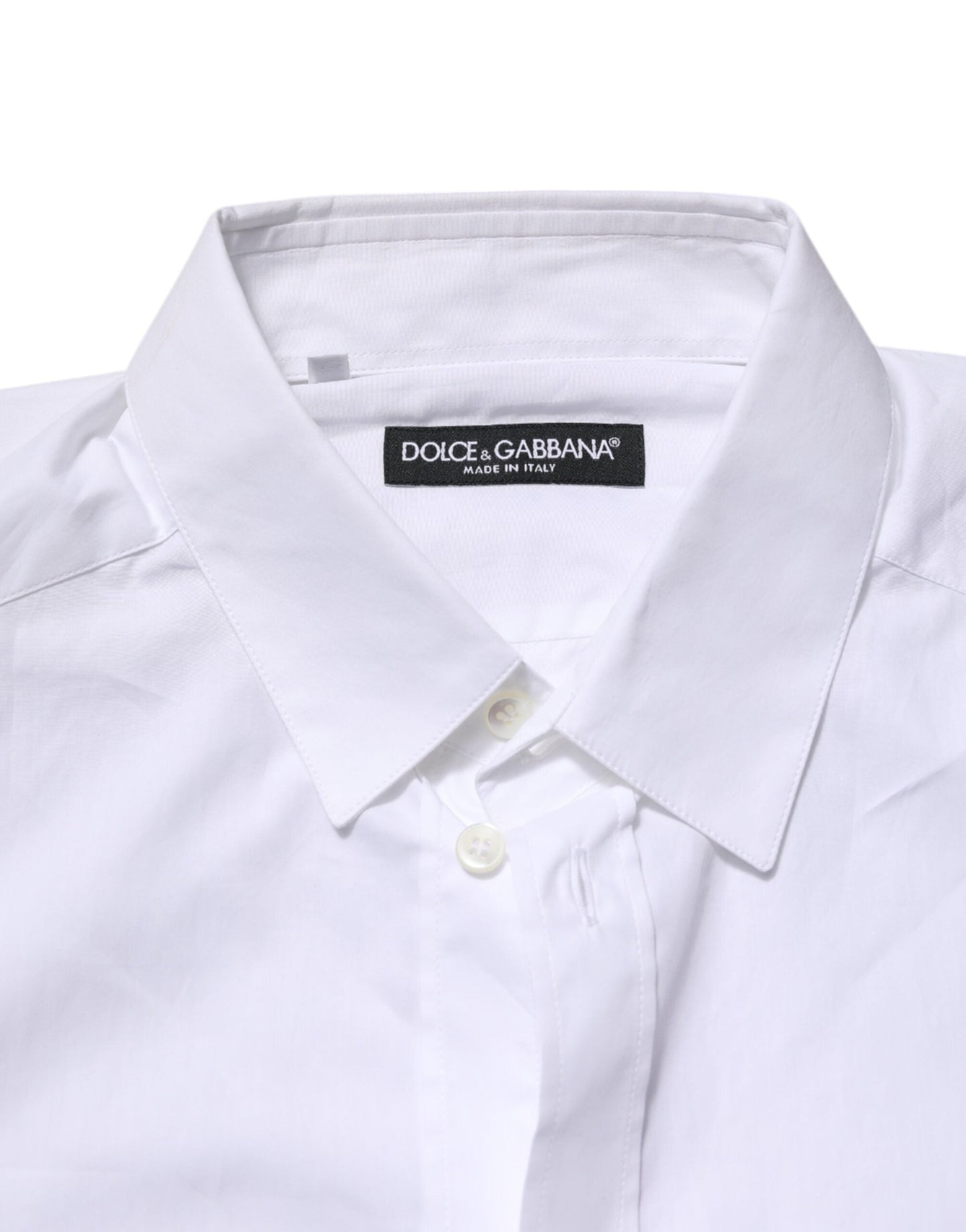 Dolce & Gabbana White Cotton Long Sleeves Dress Formal Shirt
