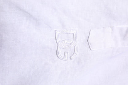 Dolce & Gabbana White Linen Long Sleeves Casual Men Shirt