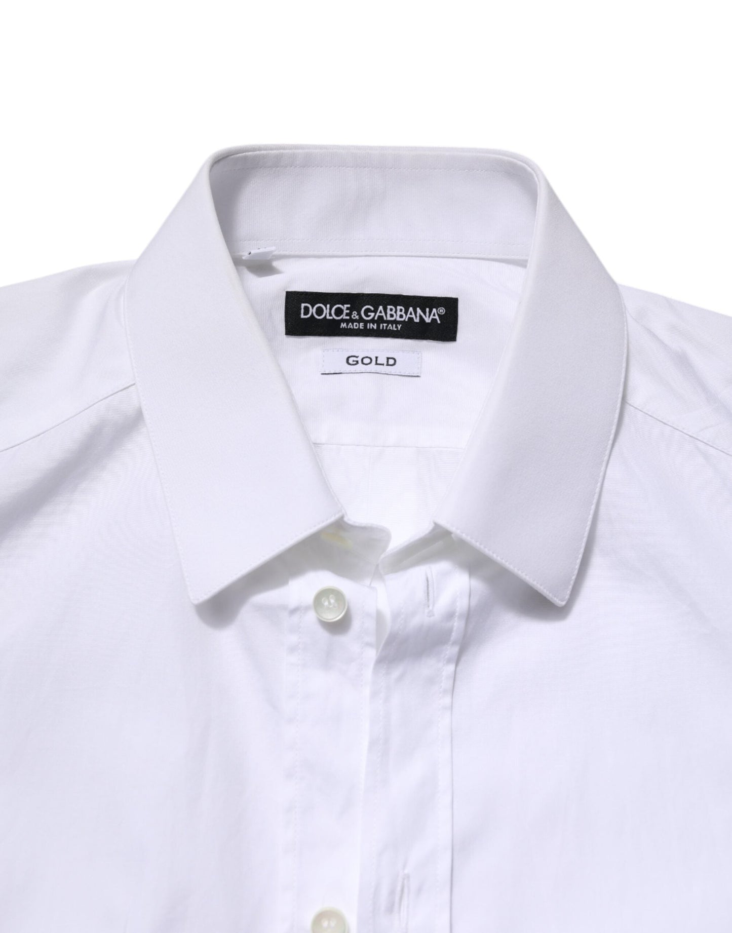 Dolce & Gabbana White GOLD Cotton Long Sleeve Men Formal Shirt