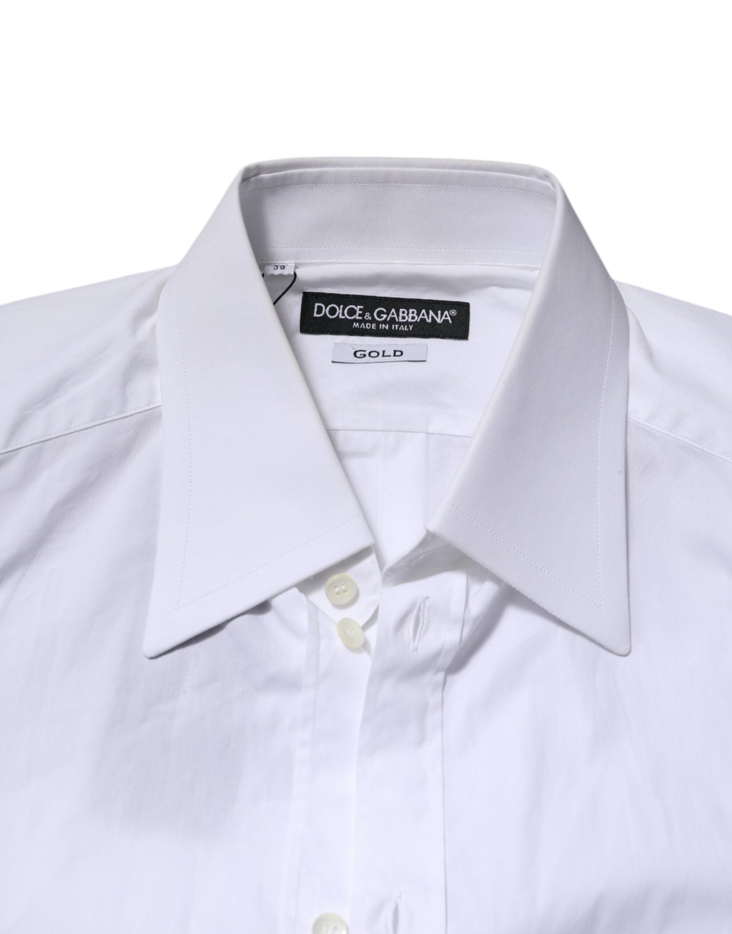 Dolce & Gabbana White GOLD Cotton Poplin Dress Formal Shirt