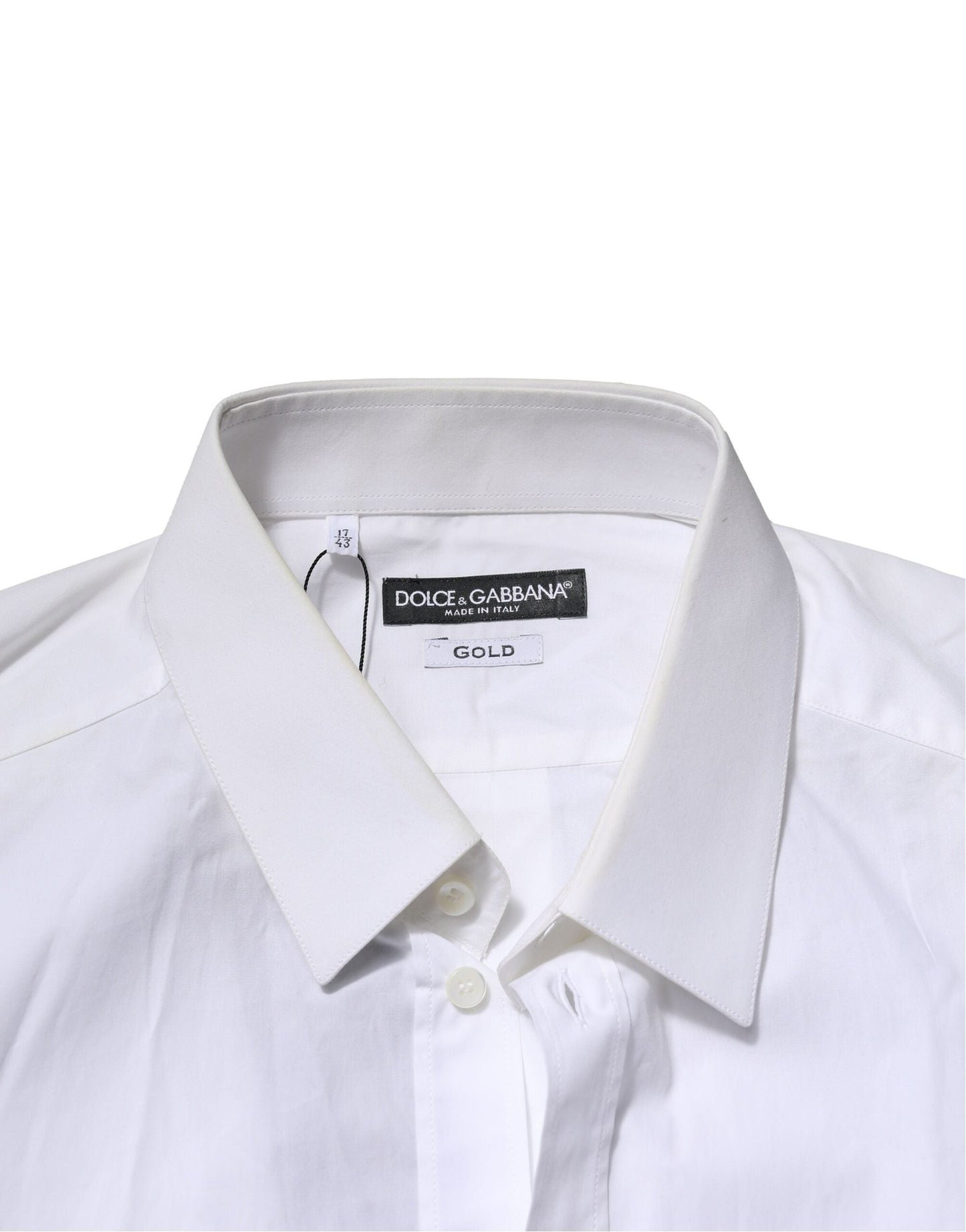 Dolce & Gabbana White GOLD Cotton Men Dress Formal Shirt