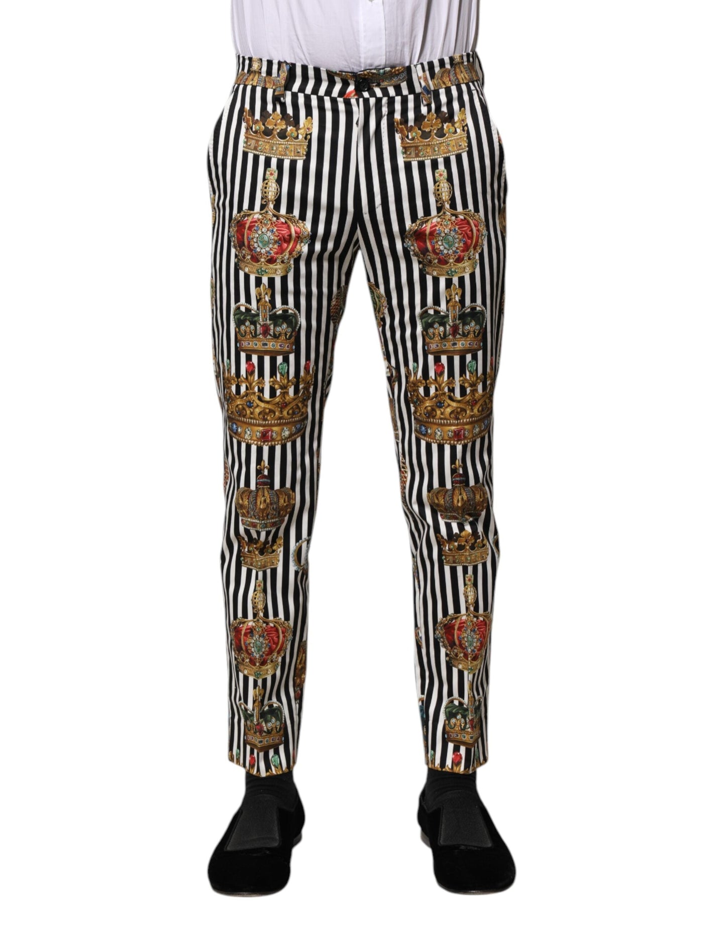 Dolce & Gabbana Multicolor Striped Crown Pants