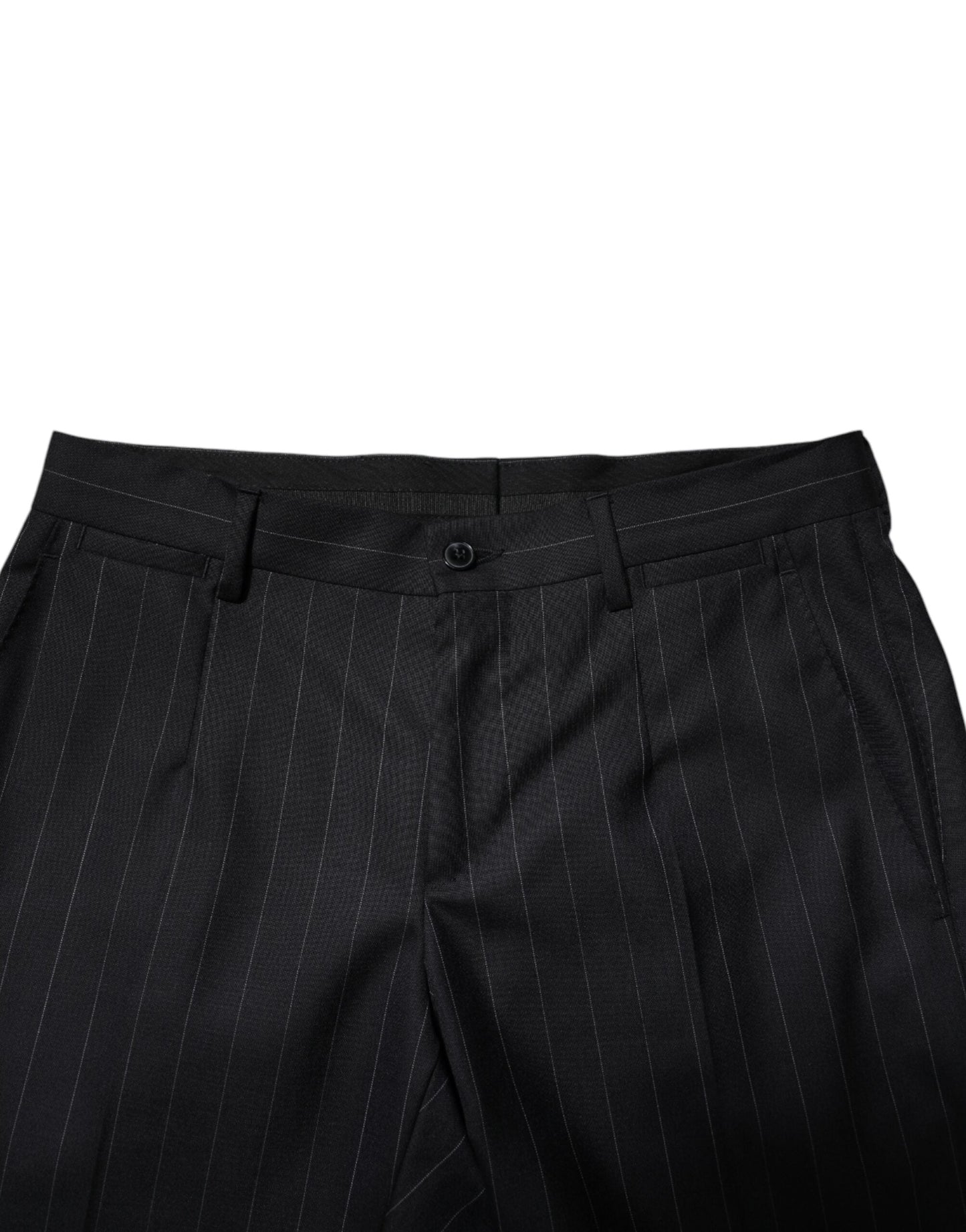 Dolce & Gabbana Black Wool Striped Formal Pants