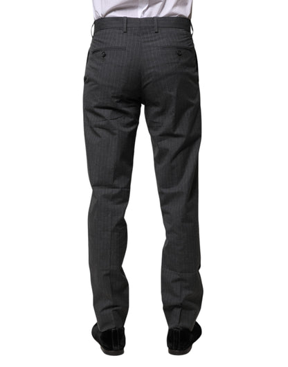 Dolce & Gabbana Gray Striped Cotton Formal Pants