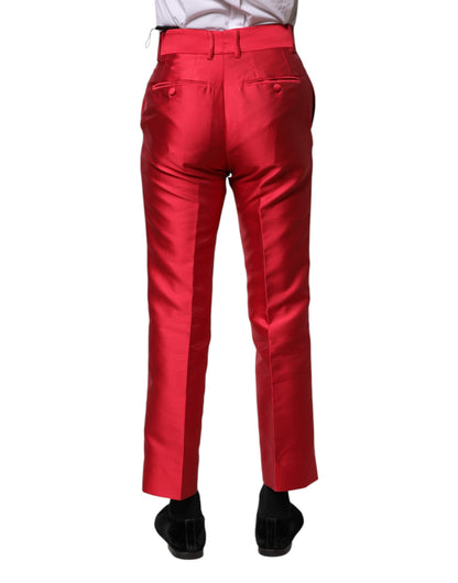 Dolce & Gabbana Red Polyester Cropped Dress Pants