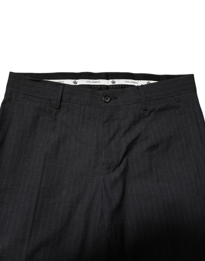 Dolce & Gabbana Gray Striped Cotton Formal Pants