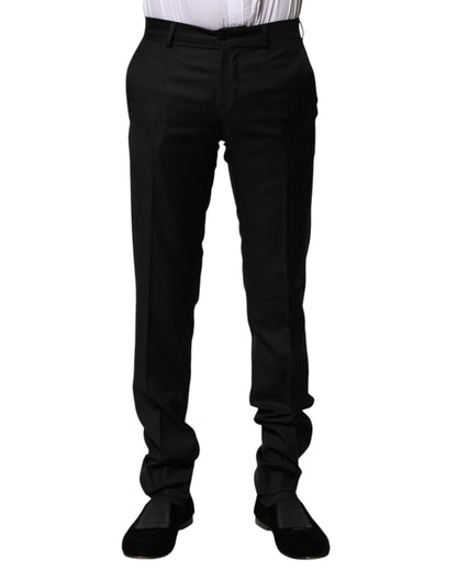 Dolce & Gabbana Black Wool Formal Men Slim Pants