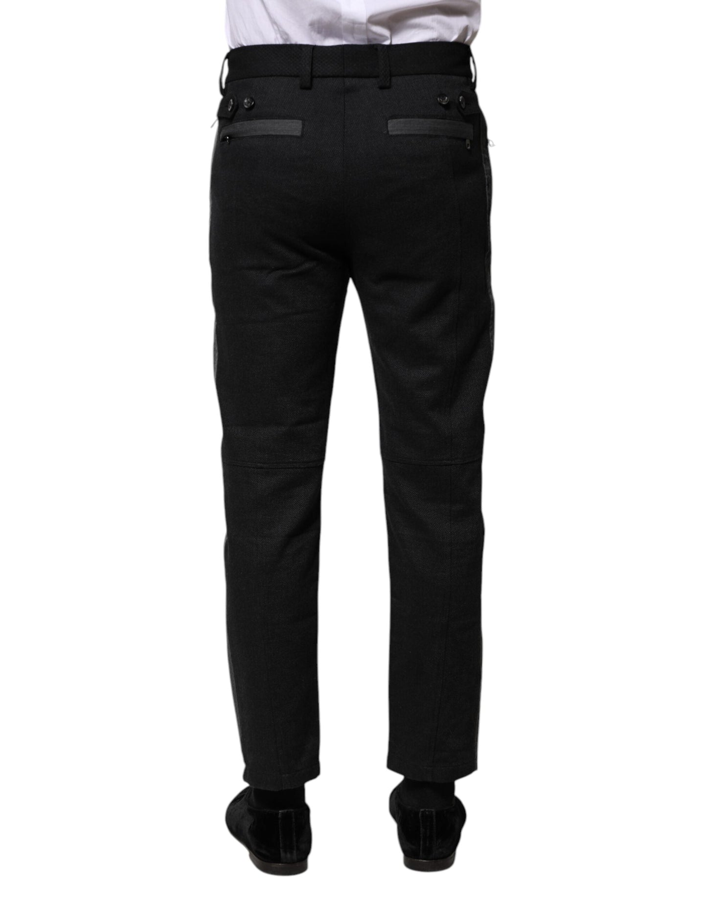 Dolce & Gabbana Black Gray Fantasy Cotton Formal Slim Pants