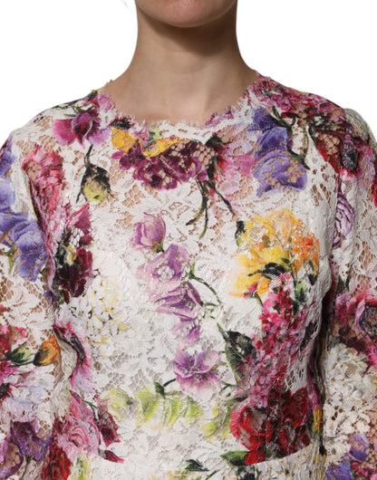 Dolce & Gabbana Multicolor Floral Long Sleeve A-line Dress
