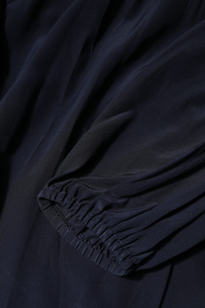 Dolce & Gabbana Blue Silk Mock Neck Long Sleeves Blouse Top