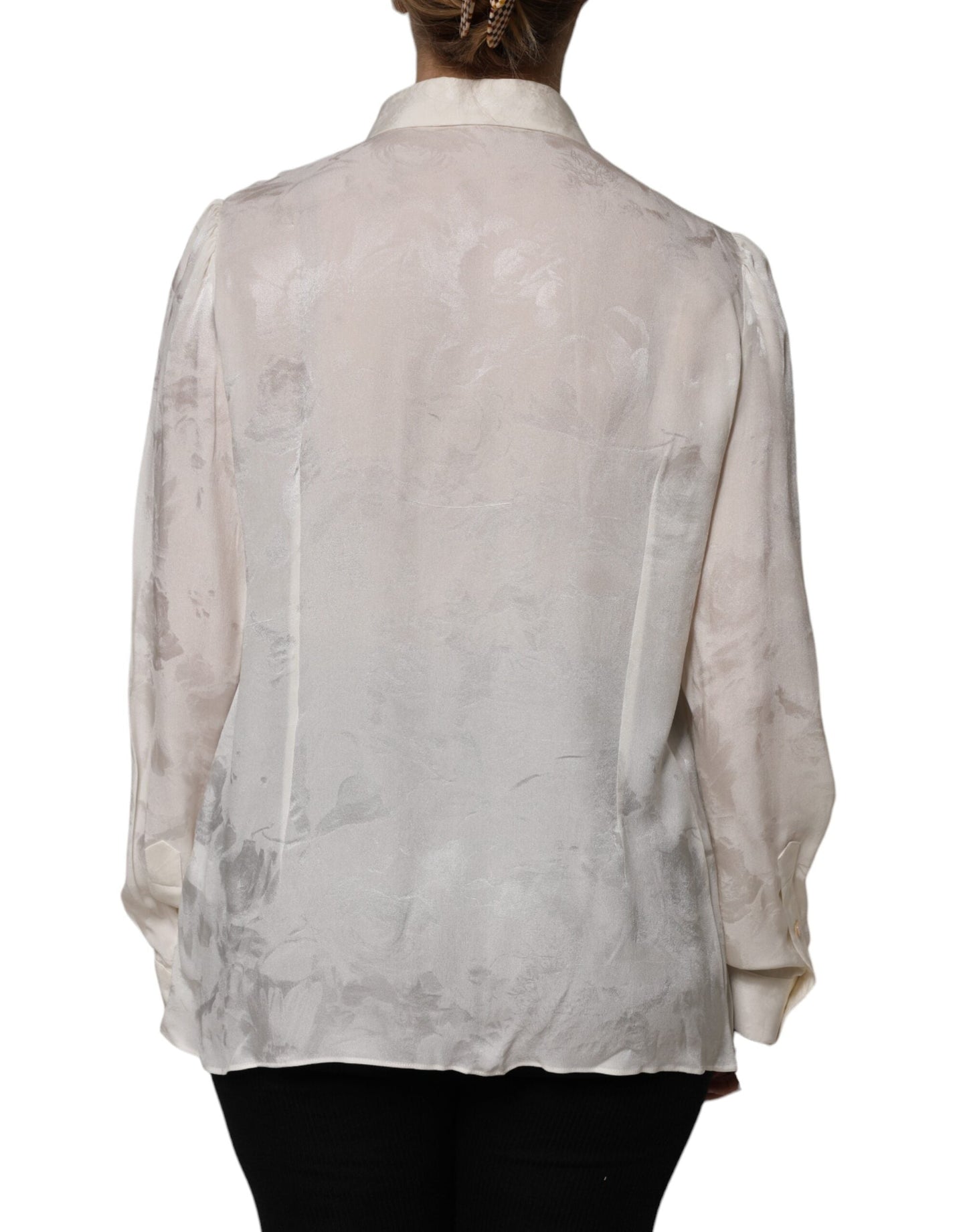 Dolce & Gabbana White Button Down Long Sleeves Blouse Top