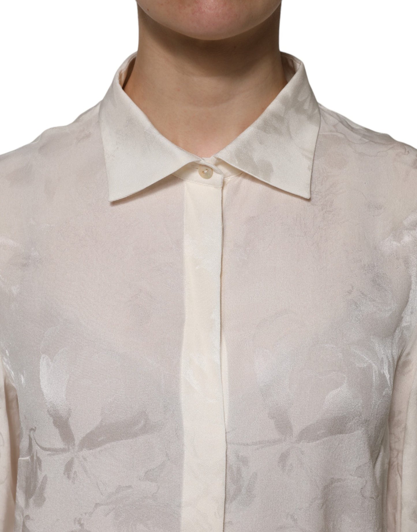 Dolce & Gabbana White Button Down Long Sleeves Blouse Top