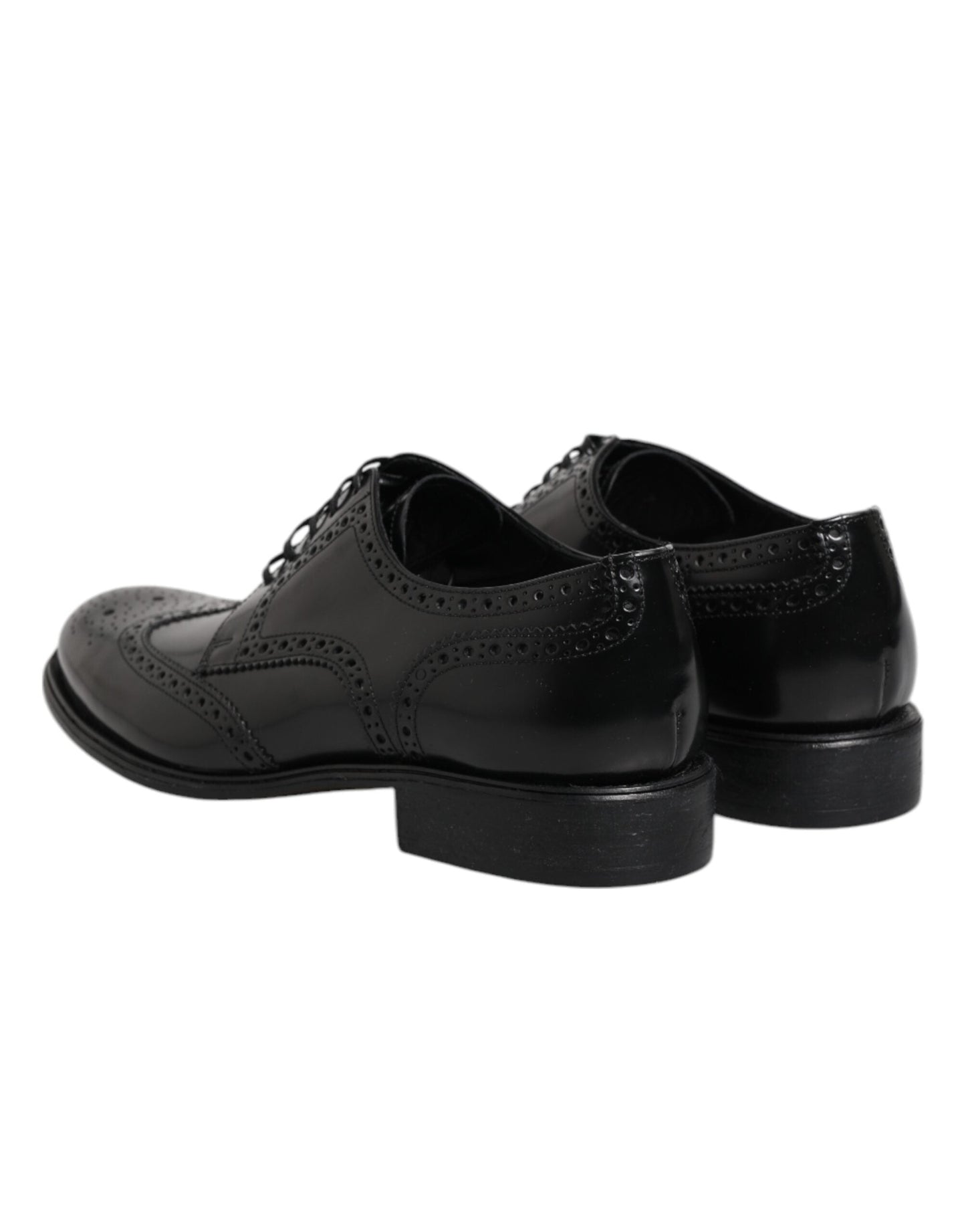 Dolce & Gabbana Black Leather Derby Wingtip Formal Shoes