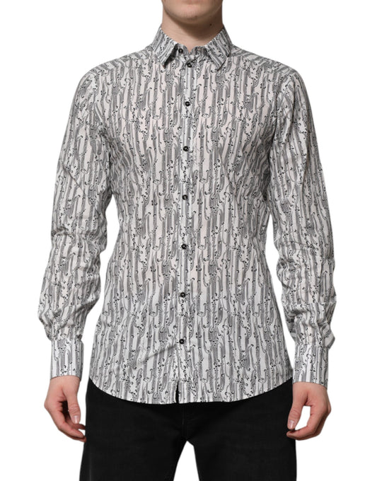 Dolce & Gabbana White Floral Print Casual Long Sleeves Shirt