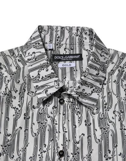 Dolce & Gabbana White Floral Print Casual Long Sleeves Shirt