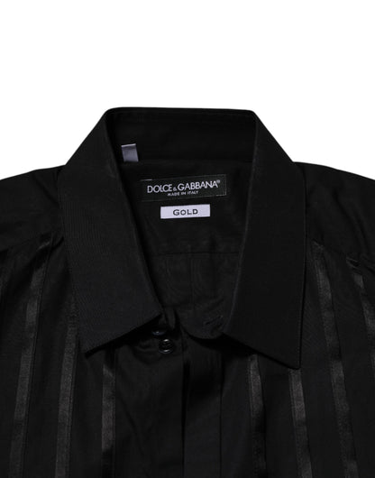 Dolce & Gabbana Black GOLD Long Sleeves Men Formal Dress Shirt