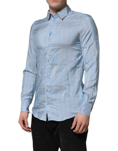 Dolce & Gabbana Blue Striped MARTINI Long Sleeves Dress Shirt