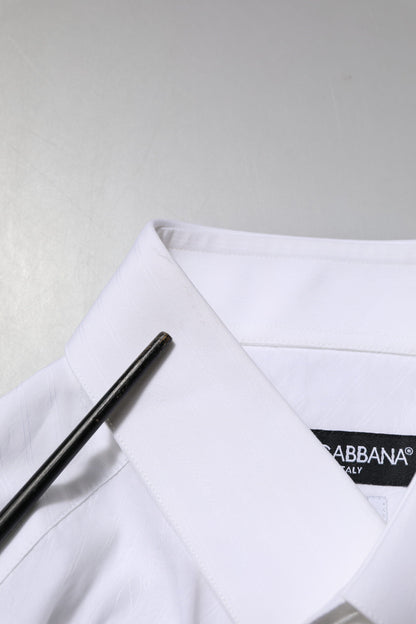 Dolce & Gabbana White Cotton MARTINI Long Sleeve Dress Shirt