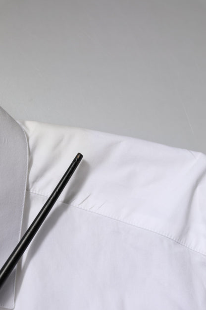 Dolce & Gabbana White Cotton GOLD Long Sleeves Dress Shirt