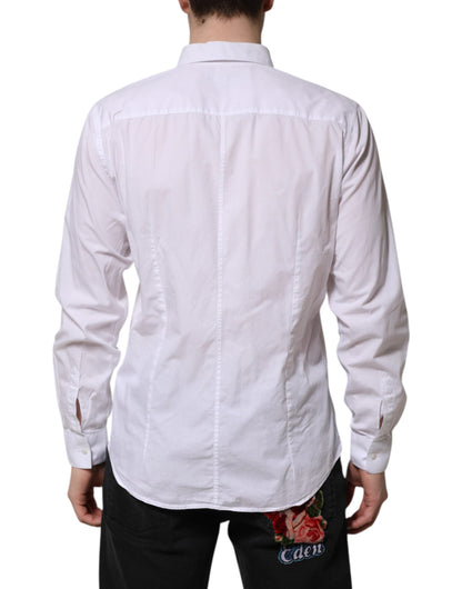 Dolce & Gabbana White Cotton STAFF Long Sleeves Dress Shirt
