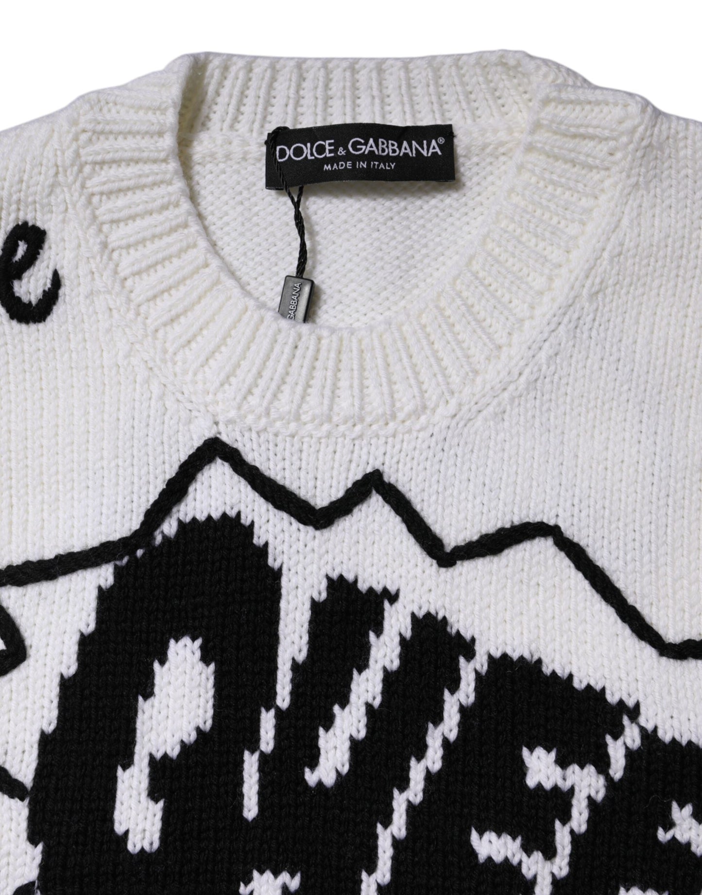 Dolce & Gabbana White Wool Knit Crew Neck Pullover Sweater