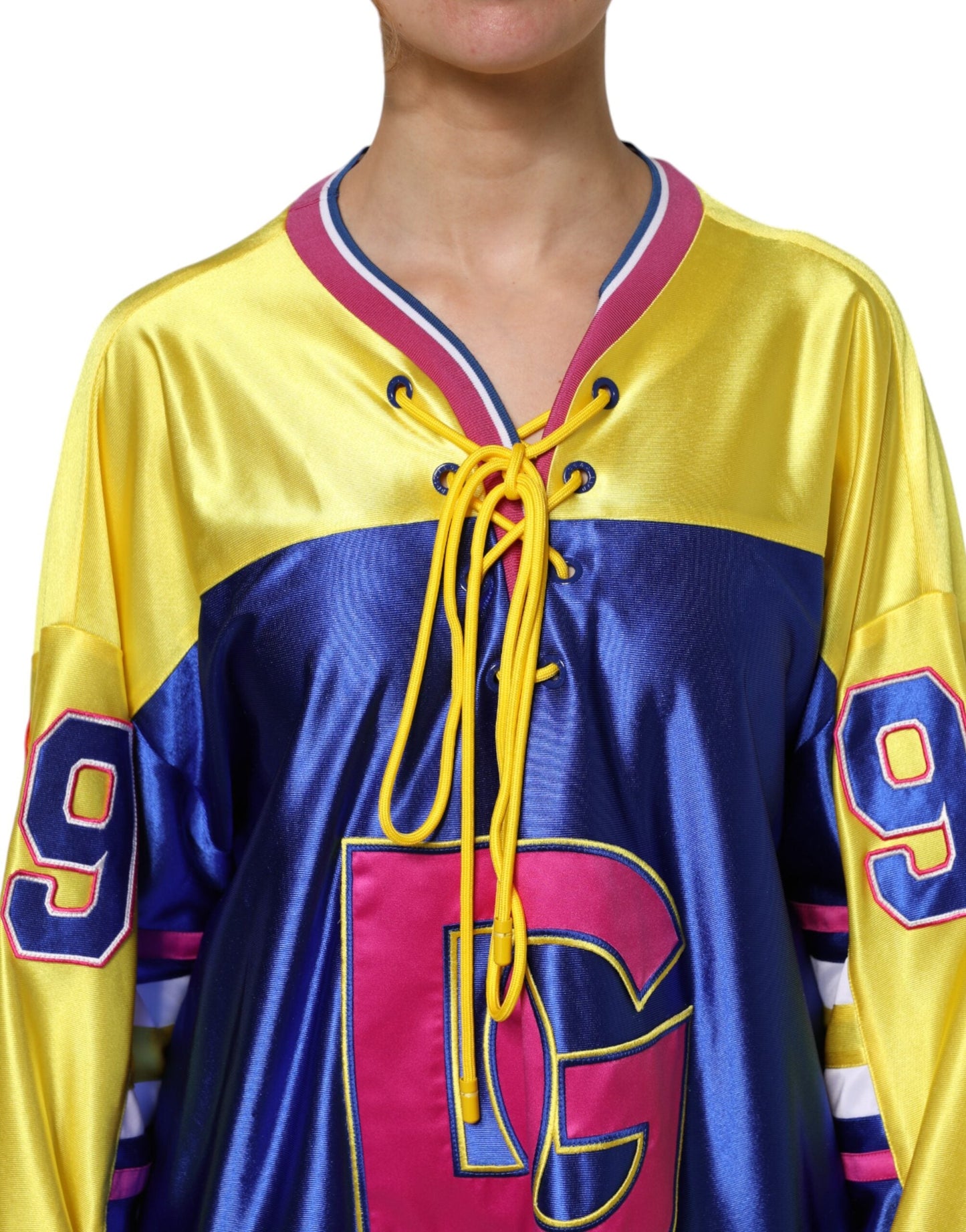 Dolce & Gabbana Multicolor Polyester Long Sleeves V-Neck Top