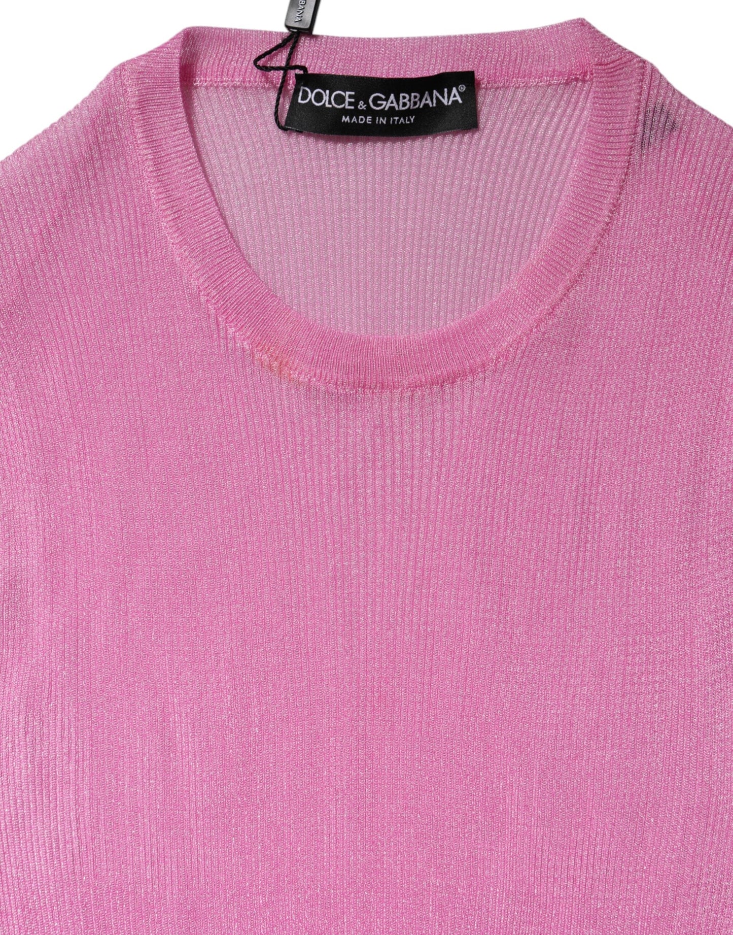 Dolce & Gabbana Pink Polyester Sleeveless Round Neck Tank Top