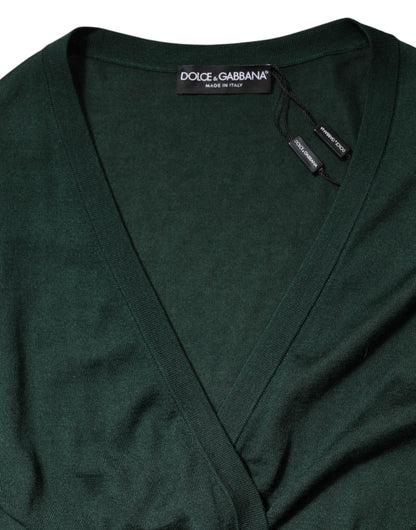 Dolce & Gabbana Dark Green Cashmere Silk Cardigan Sweater