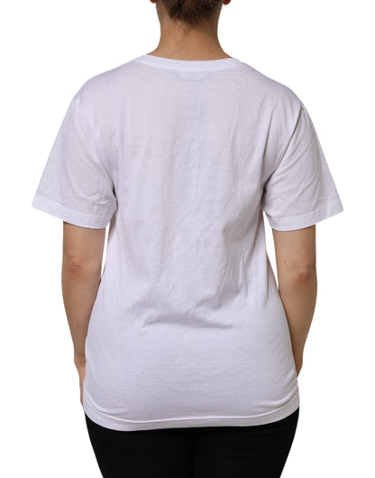 Dolce & Gabbana White Cotton Short Sleeve V-Neck Top T-shirt