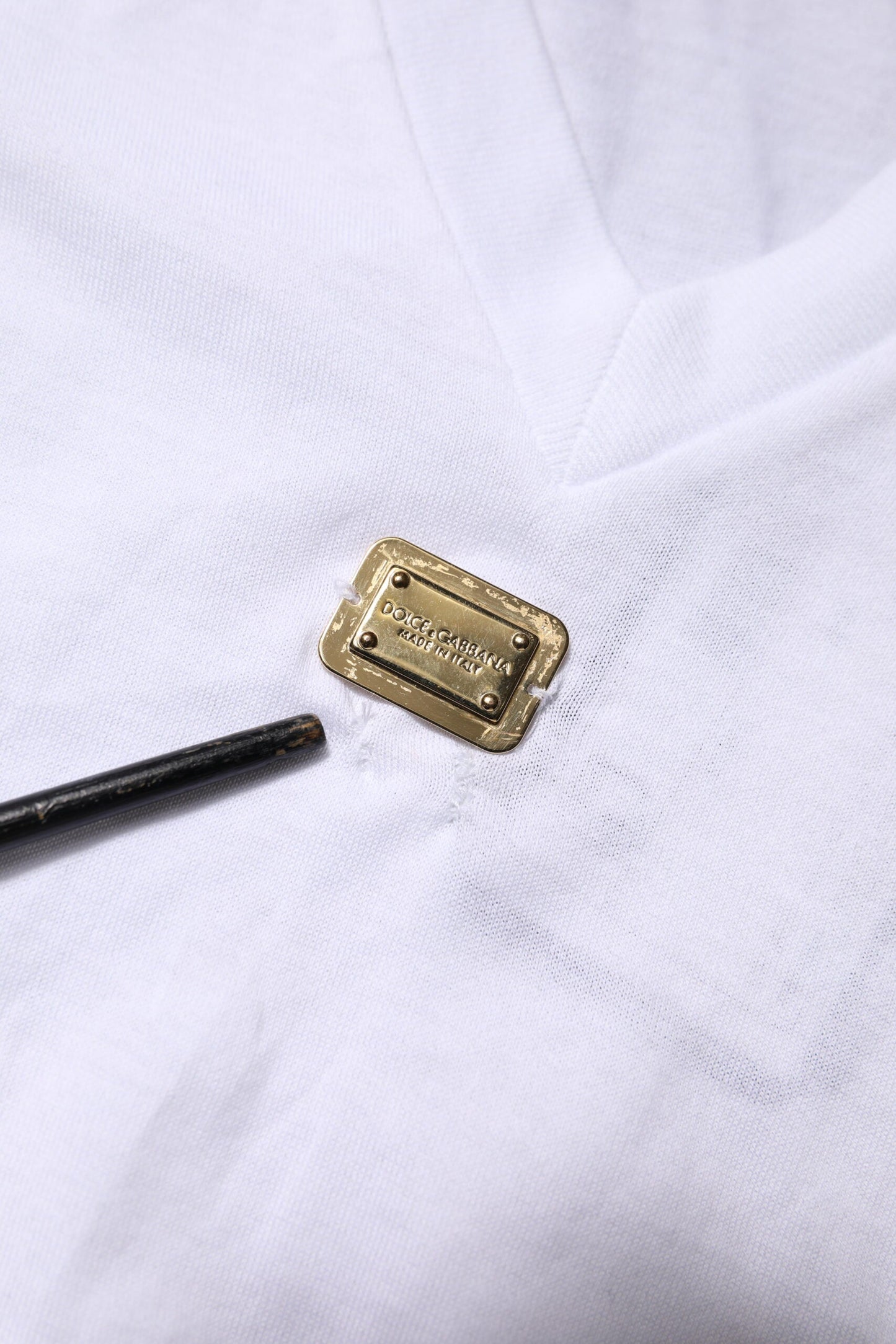 Dolce & Gabbana White Cotton Short Sleeve V-Neck Top T-shirt