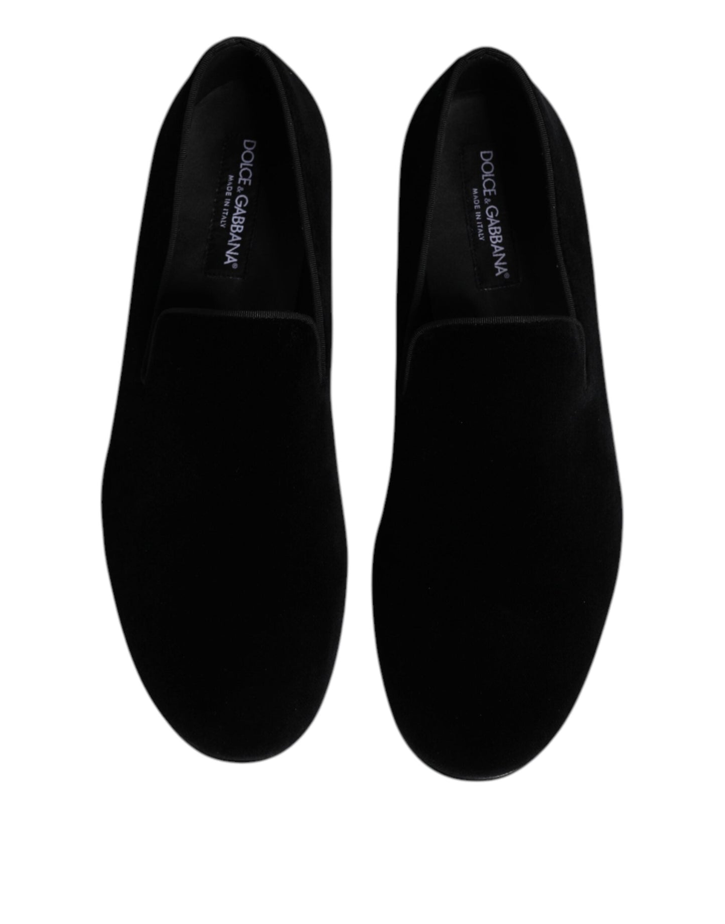 Dolce & Gabbana Black Velvet Slip On Loafers Formal Shoes