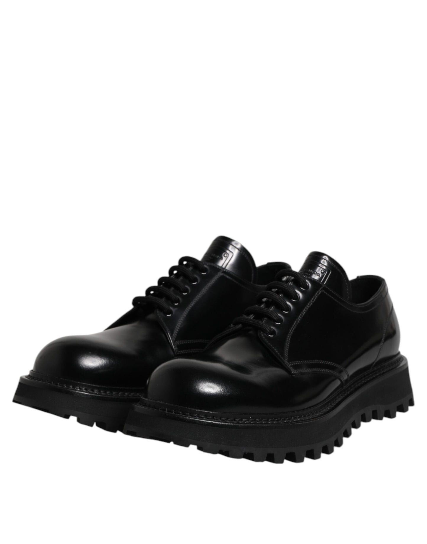Dolce & Gabbana Black Leather Lace Up Derby Men Dress Shoes