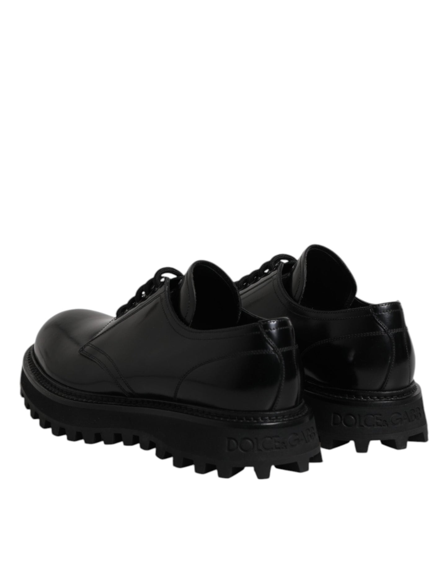 Dolce & Gabbana Black Leather Lace Up Derby Men Dress Shoes