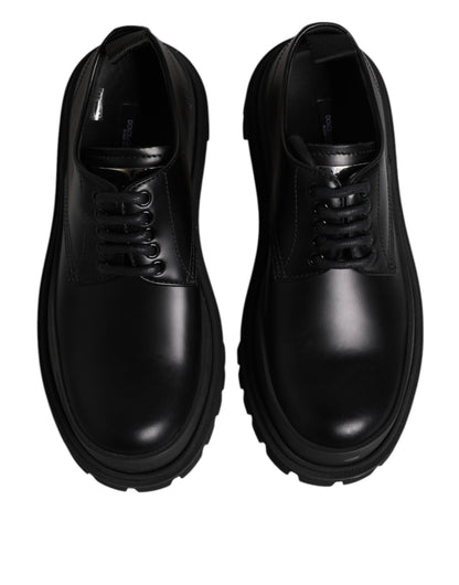 Dolce & Gabbana Black Leather Lace Up Derby Men Dress Shoes