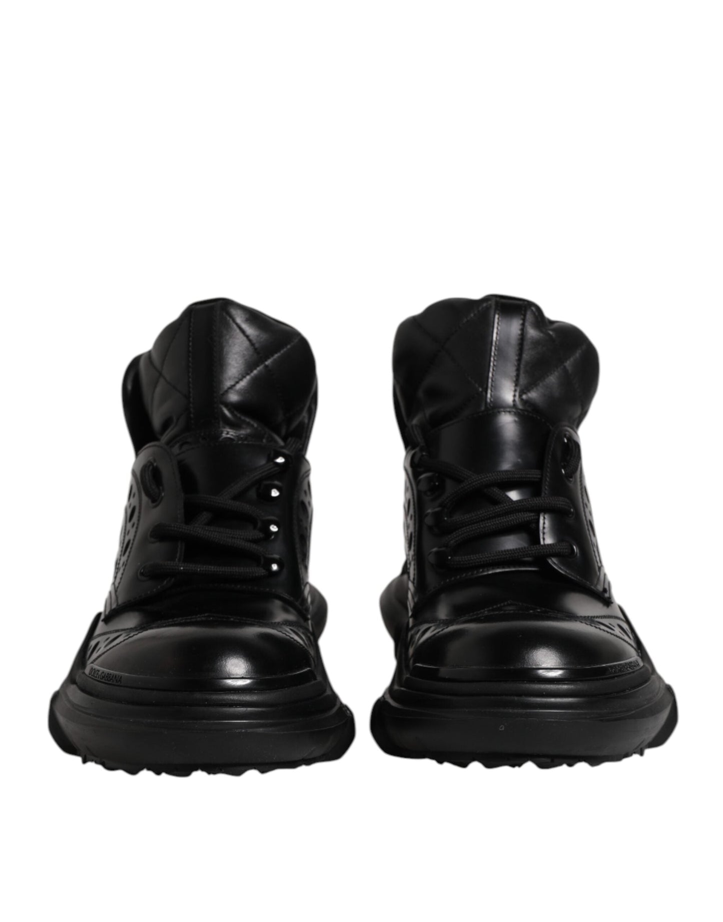 Dolce & Gabbana Black Leather Casual Mens Ankle Boots Shoes