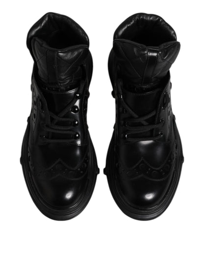 Dolce & Gabbana Black Leather Casual Mens Ankle Boots Shoes